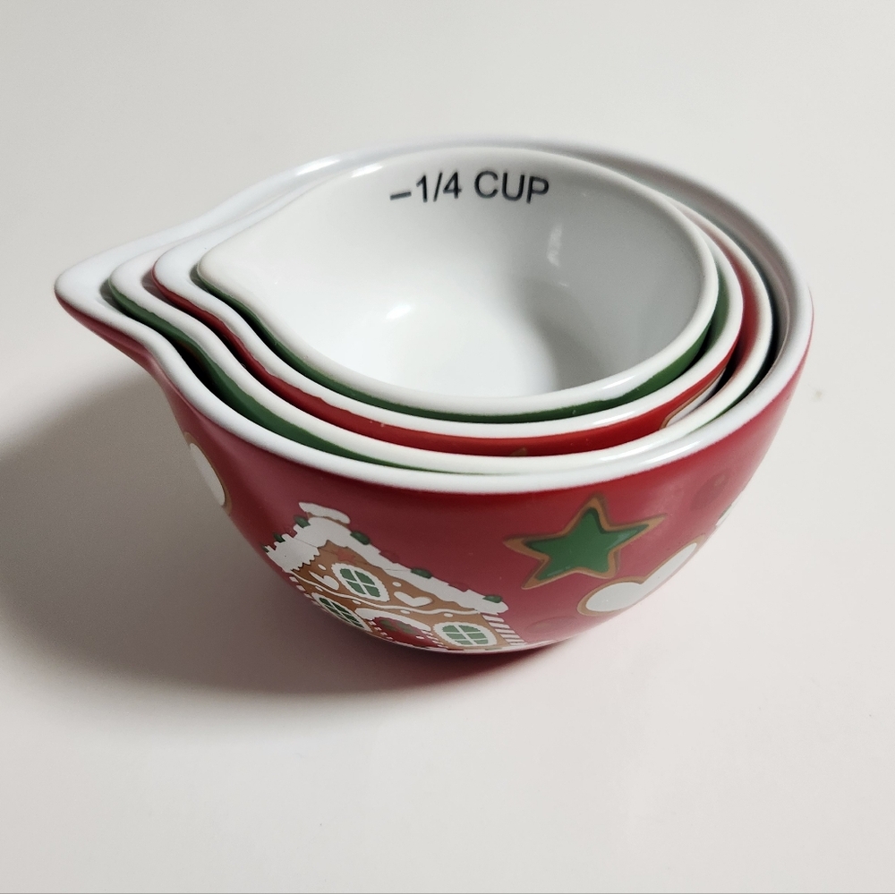 Holiday Time Stoneware Measuring Cups Christmas Baking